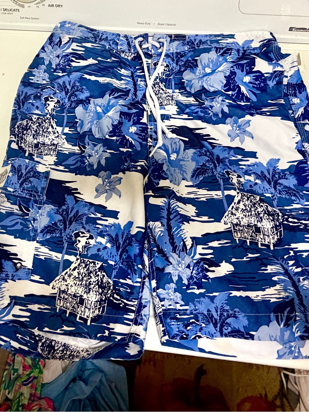 Chaps Blue & White Tropical Swim Shorts